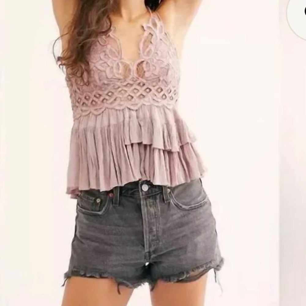 Free People Dusty Rose Ruffled Adela Cami. Size Small
